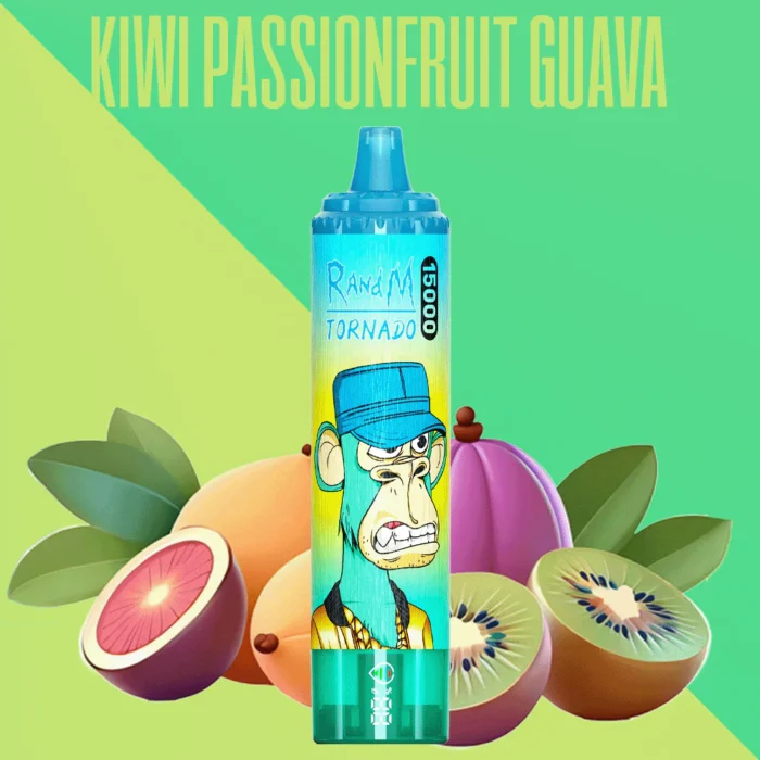 RandM Tornado 15000 Zuege Einweg E Zigarette Kiwi Passionsfrucht Guave Geschmack0235 Nikotinsalz25ml E Liquid Schnelle Lieferung innerhalb 5 7 Tagen 1