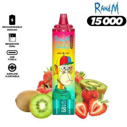 RandM Tornado 15000 Züge – Erdbeere Kiwi, 25ml E-Liquid, RGB-Design, Wiederaufladbarer Akku – Der günstigste Einzelverkauf, Lieferung in 5-7 Tagen (2)