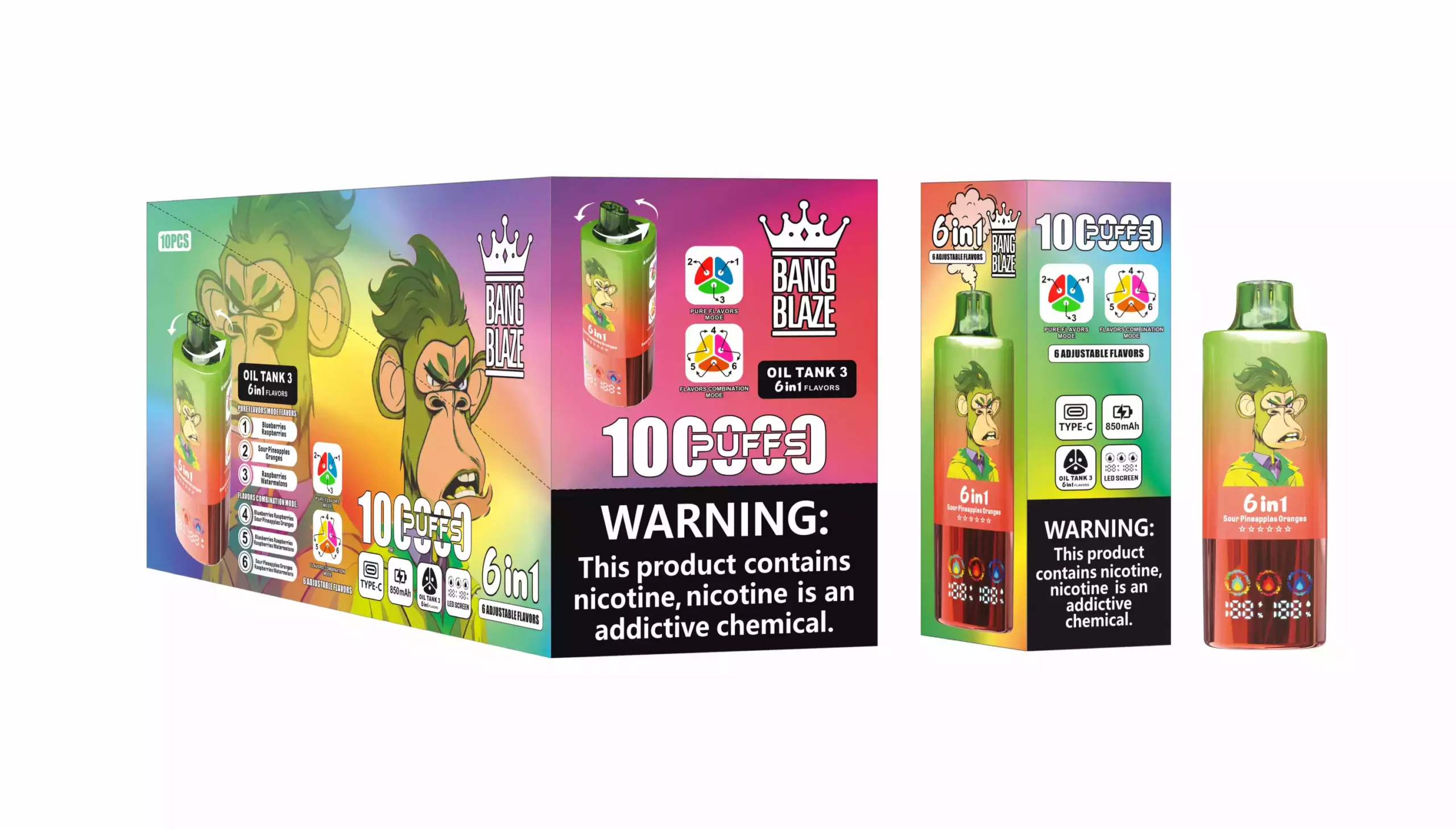 Bang Blaze 100000 Puffs 6 in 1 Flavors 100K Disposable Vape Blueberries Raspberries and Sour Pineapples Oranges and Raspberries Watermelons Bang Blaze 100000 Puffs